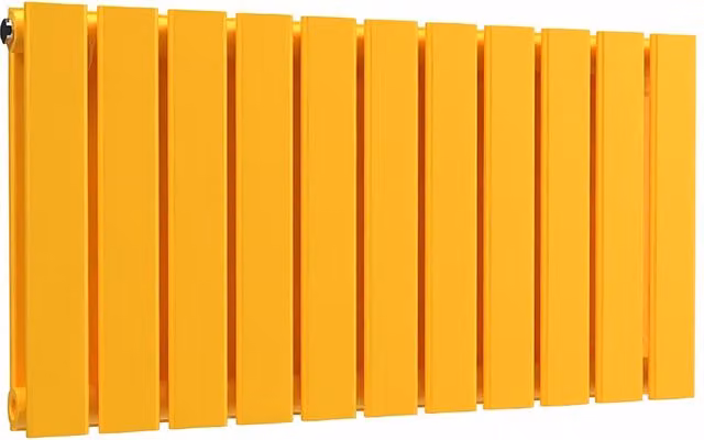 Lux Heat Double Flat Horizontal Steel Radiator in Yellow, W: 77 cm, H: 40 cm