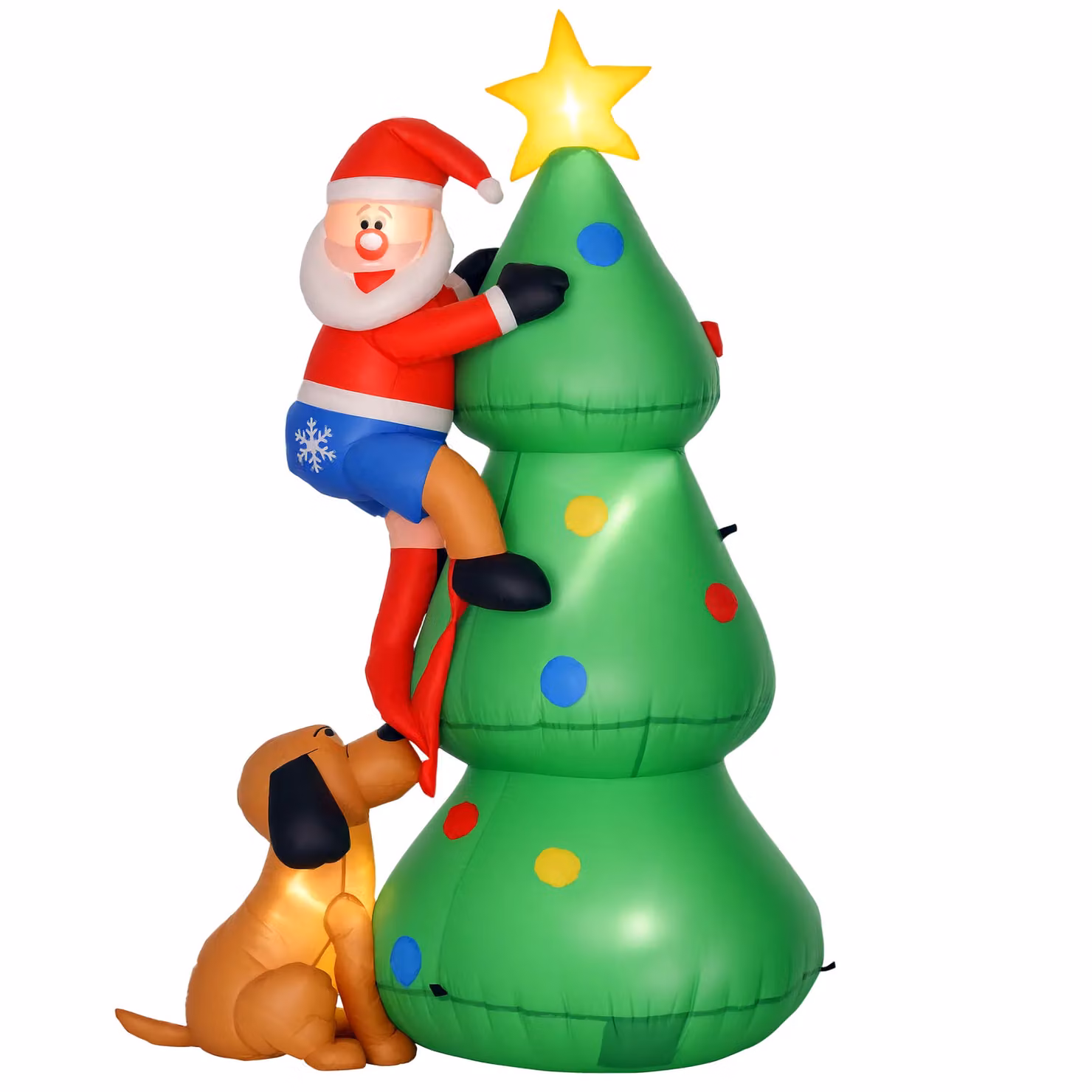 HOMCOM 6ft Inflatable Green Christmas Tree with LED Lights and Santa Claus Dog – 2