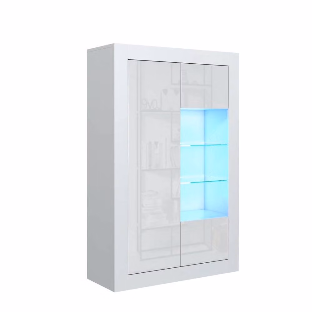 FORGEVIO Modern White Sideboard Cabinet with High Gloss Fronts and Integrated Lighting – 3