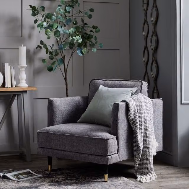 KDMK Hampton Large Tub Armchair in Grey Fabric