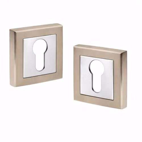 Golden Grace Key Hole Square Rose in Dual Satin Nickel and Polished Chrome
