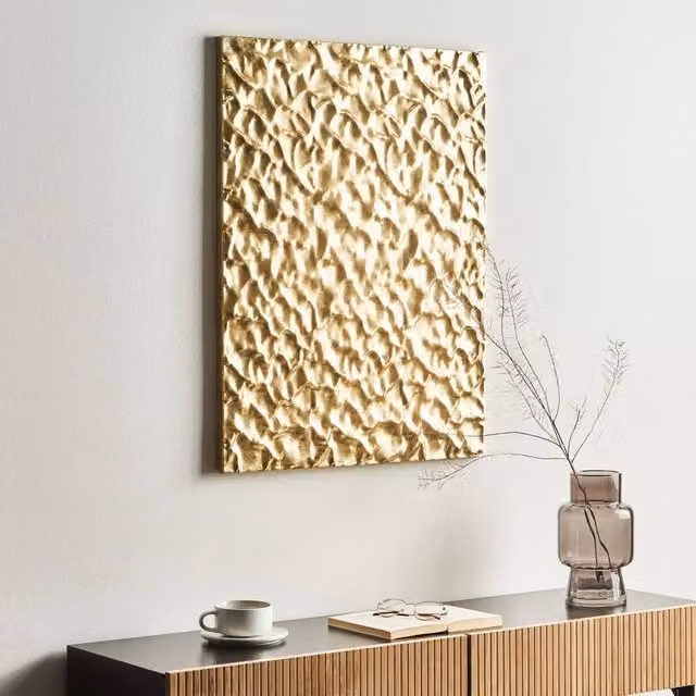 Wyld and Coco Gold Metal Abstract Geometric Rectangular Wall Decor Hanging Accent Piece – 1