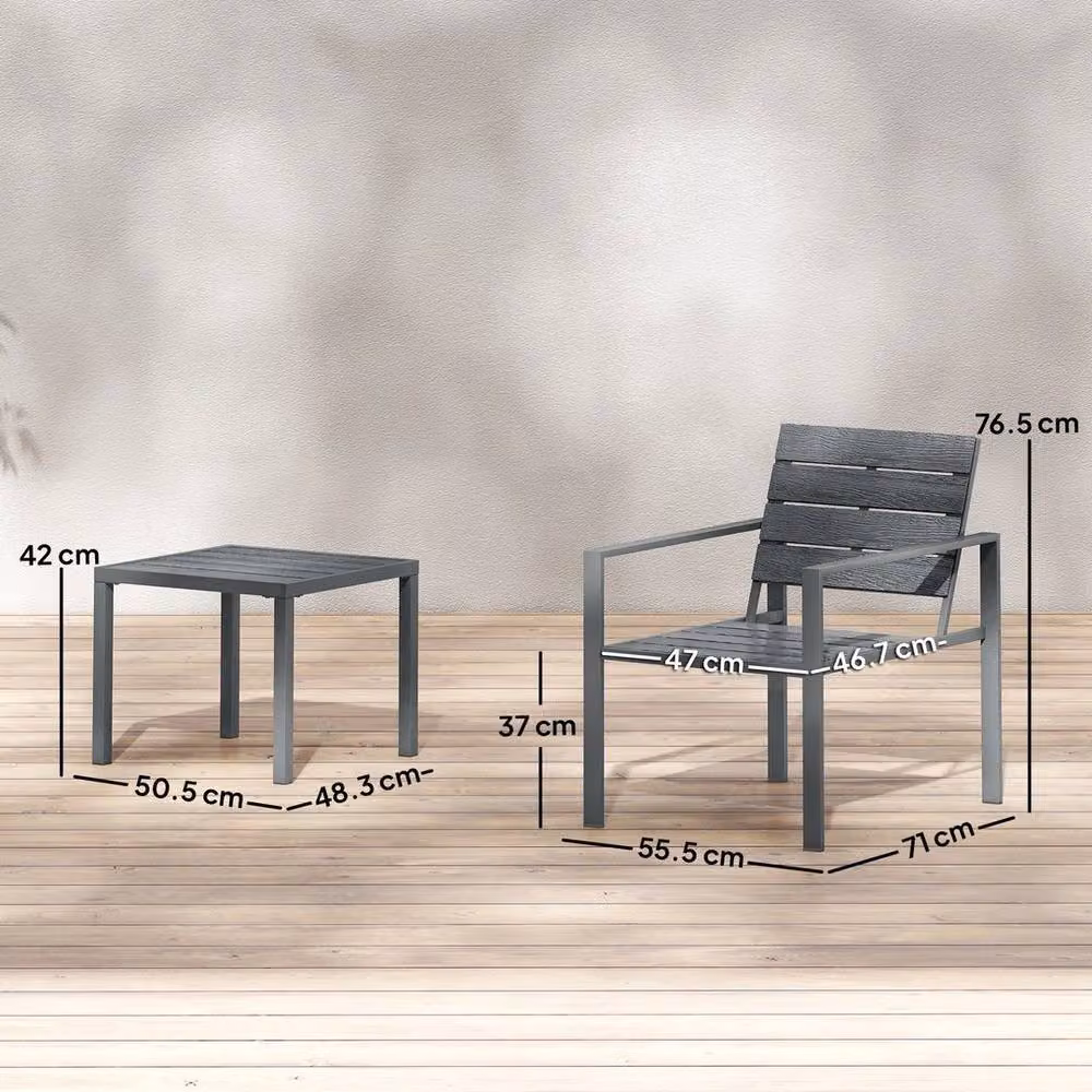 FLAVORA 3 Piece Grey Garden Bistro Set for 2 – 2