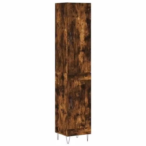 vidaXL Modern Highboard in Smoked Oak with Hinged Doors and Internal Shelves, W/D/H: 34 x 34 x 180 cm