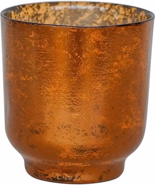 Ivyline Antique Bronze and Gold Metallic Glass Tealight Holder, H19 cm x W15.5 cm