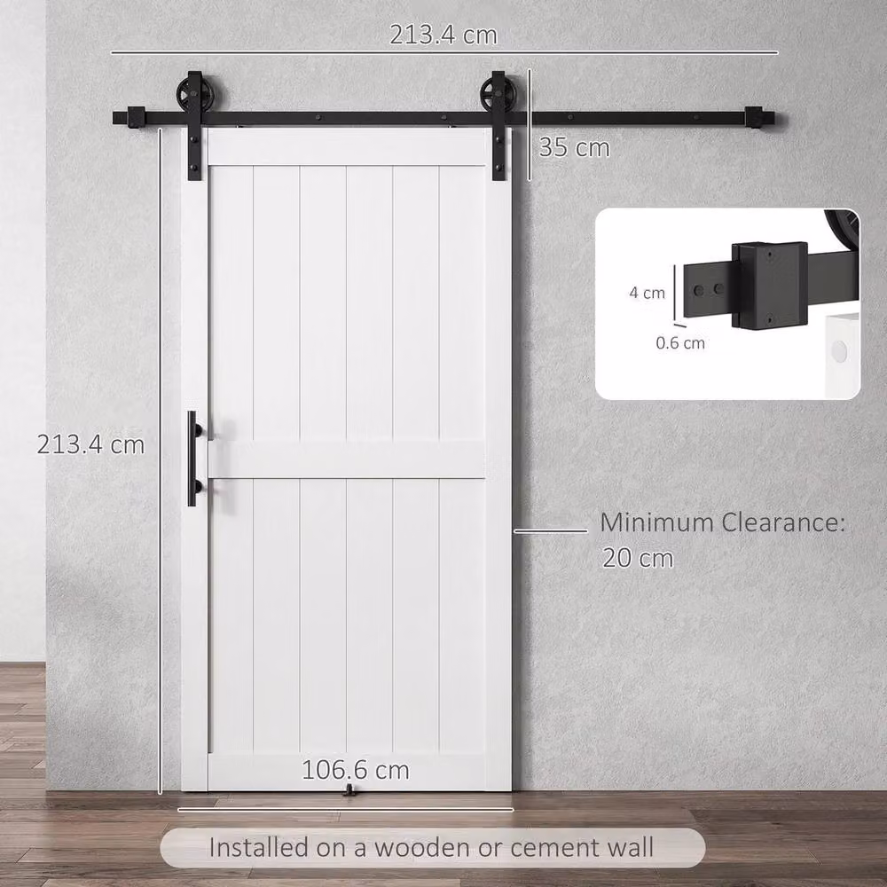 PAWNORA White Modern Sliding Barn Door Kit, Height: 213.4 cm – 2