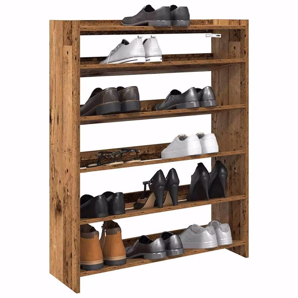 Berkfield Home Rustic Old Wood Shoe Rack in Brown, W/D/H: 80 x 25 x 100 cm – 2