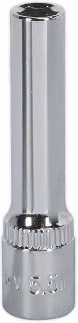 Loops 5.5mm Deep Drive Socket 1/4 inch Square Drive in Polished Chrome Vanadium Silver – 1