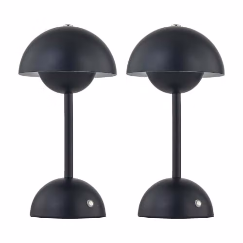 First Choice Lighting Eleanor Black LED Rechargeable Touch Table Lamps Twin Pack – 5