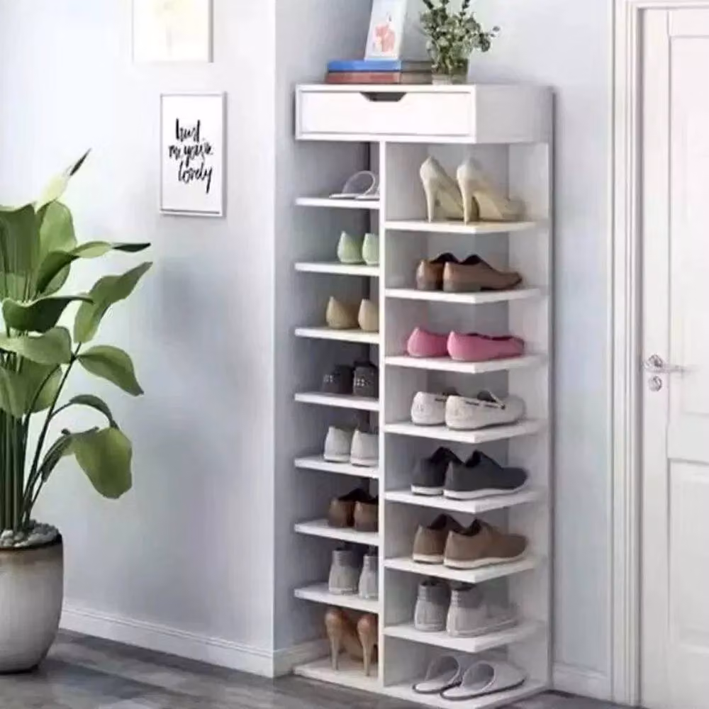 FORGEVIO 9 Tier Vertical Shoe Rack Tall White Shoe Tower Storage – 3