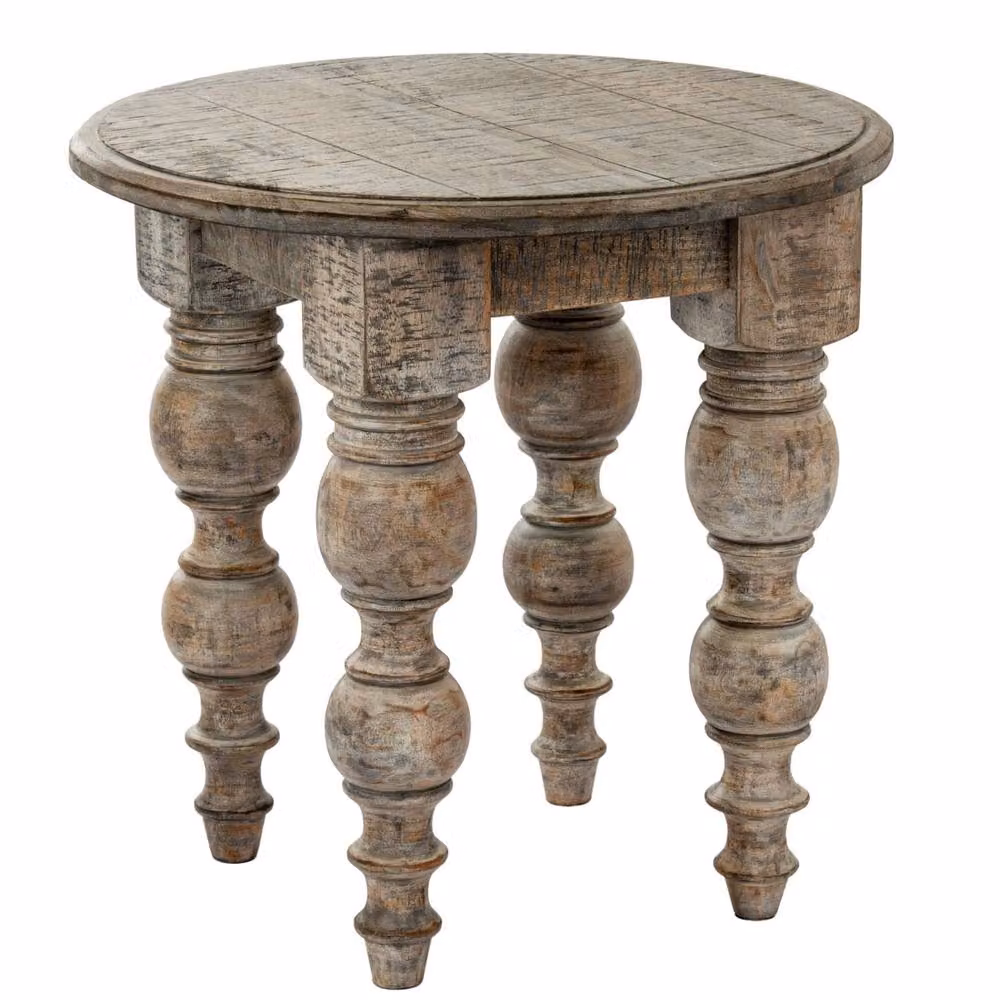Wyld Haus Montaine Mid Century Brown Round Wood Side Table W/D/H: 60 x 60 x 60 cm – 2