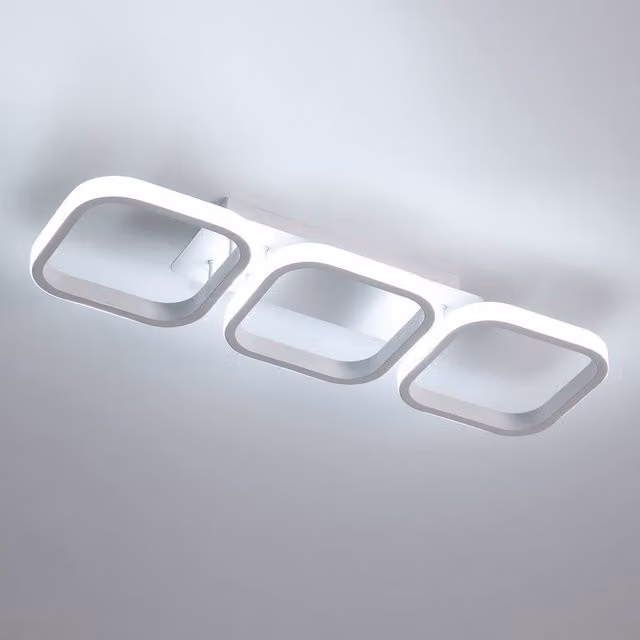 COMELY 32W Square 3-Head LED Ceiling Light in White with 6500K Cool White Light