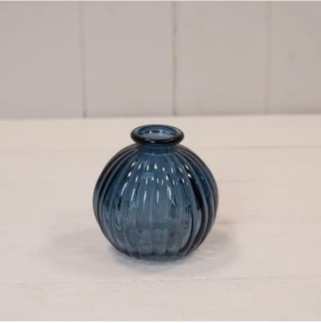 KDMD Round Blue Glass Tabletop Vase