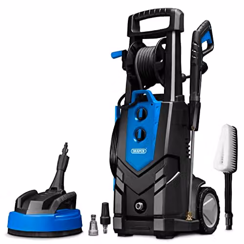 Draper PW2500 Electric Pressure Washer with Heavy Duty Patio Cleaner, Blue and Black – 1