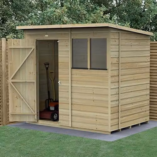 Forest Garden Brown Shiplap Pent Wooden Garden Shed with 2 Windows, W/D/H: 213.36 x 152.4 x 182.88 cm – 2