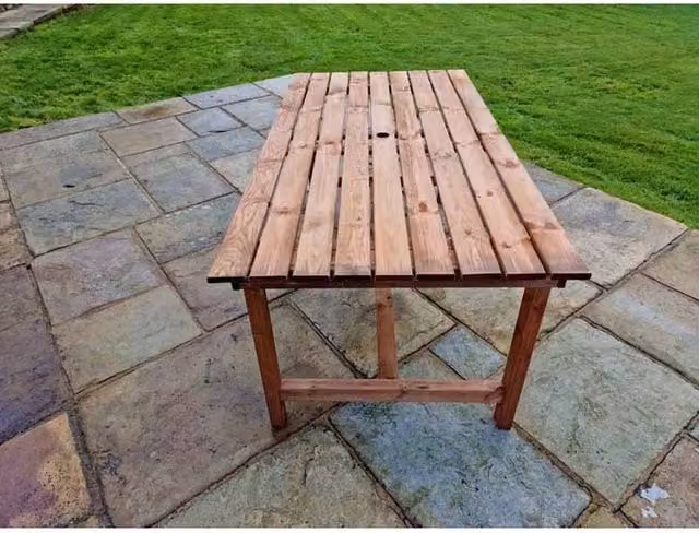 Churnet Valley Garden Furniture Ltd Valley Pine Wood Garden Table in Brown, W: 180 cm, D: 92 cm, H: 75 cm