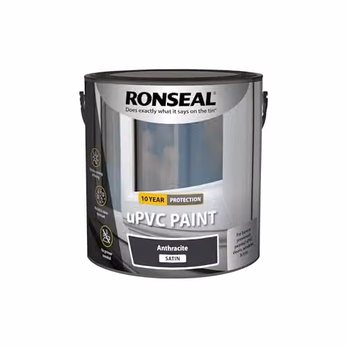 Ronseal uPVC Paint in Anthracite with a Satin Finish, 2.5 l – 2