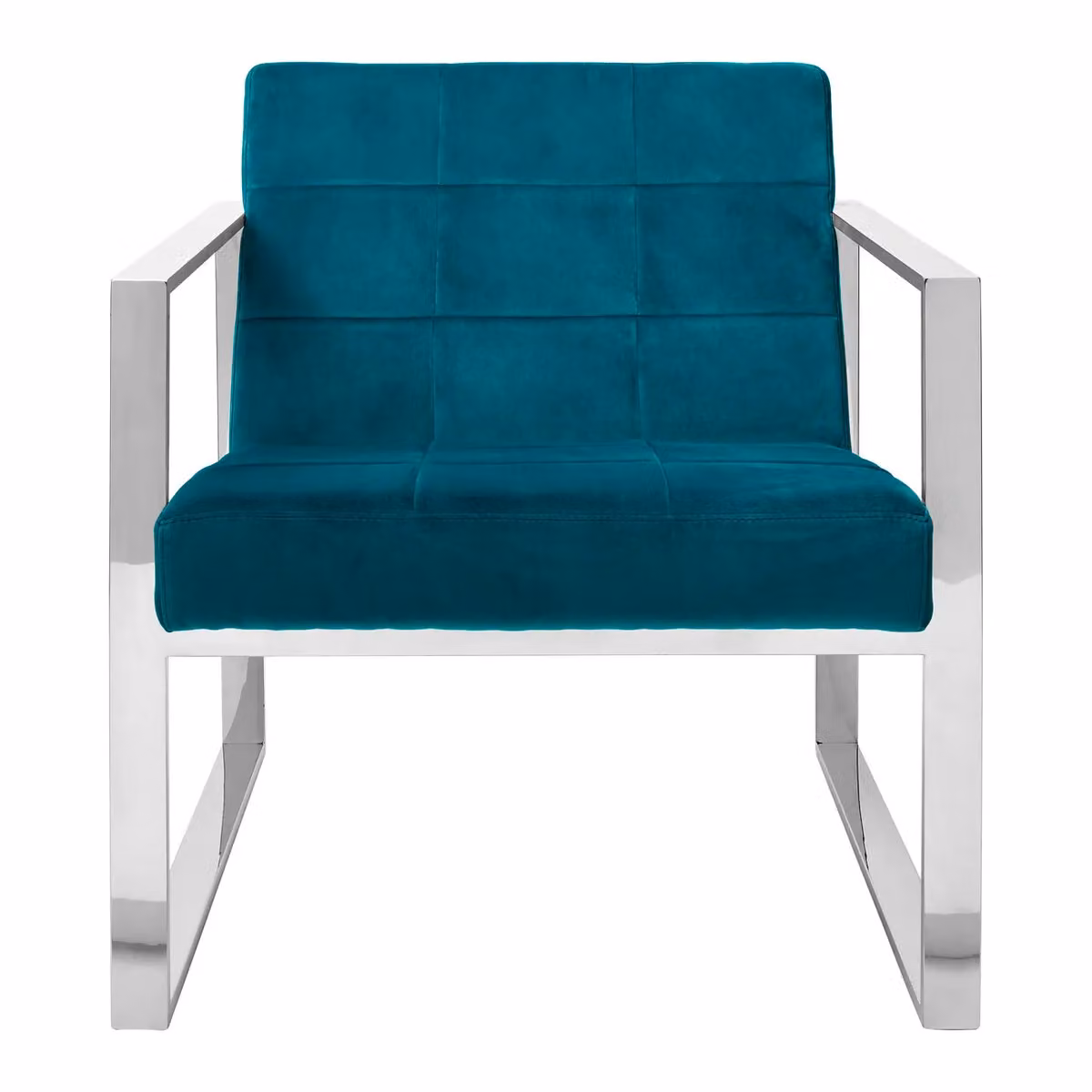 Orsina Blue Velvet Tub Lounge Chair with Metal Frame – 2