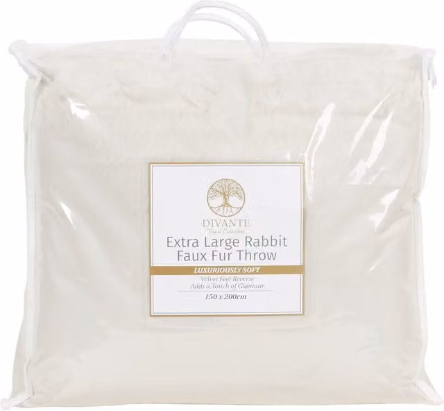 Divante Extra Large Fluffy Faux Fur Rabbit Throw in Champagne