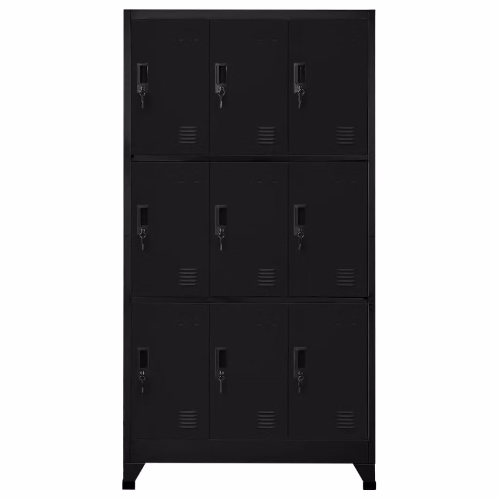 Berkfield Home Black Metal Locker Cabinet with Hinged Doors, W/D/H: 90 x 45 x 180 cm – 2