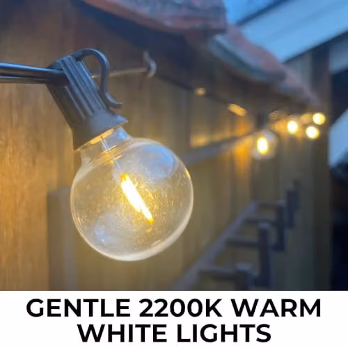 Ark Mat Lumo Sunline G40 Solar String Lights with Warm White LED Bulbs, Remote Control and IP44 Waterproof Rating, Black, 15m – 3