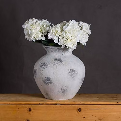 Hill 1975 Downton Large Antique White Ceramic and Stone Tabletop Vase, H 41.0 cm x W 39.0 cm x D 39.0 cm – 2