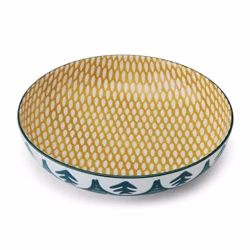 Mikasa Green Leaf Floral Stoneware Pasta Bowl, Multicolour, 21 cm – 1