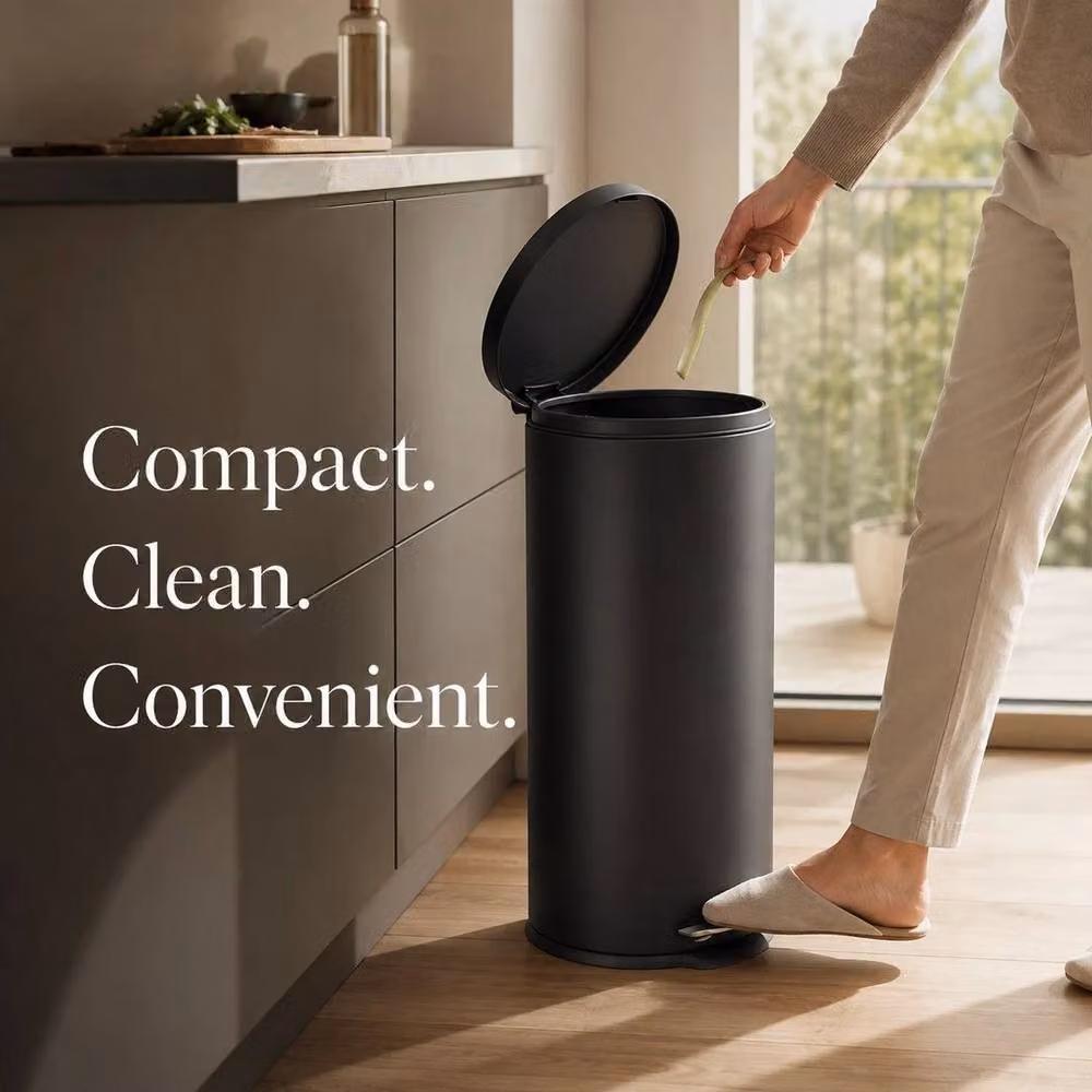 FORGEVIO 30L Stainless Steel Pedal Bin with Removable Inner Bucket in Black – 4