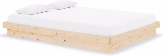 Berkfield Home Solid Wood Pine Bed Frame in Beige, W/D/H: 140 x 190 cm – 1