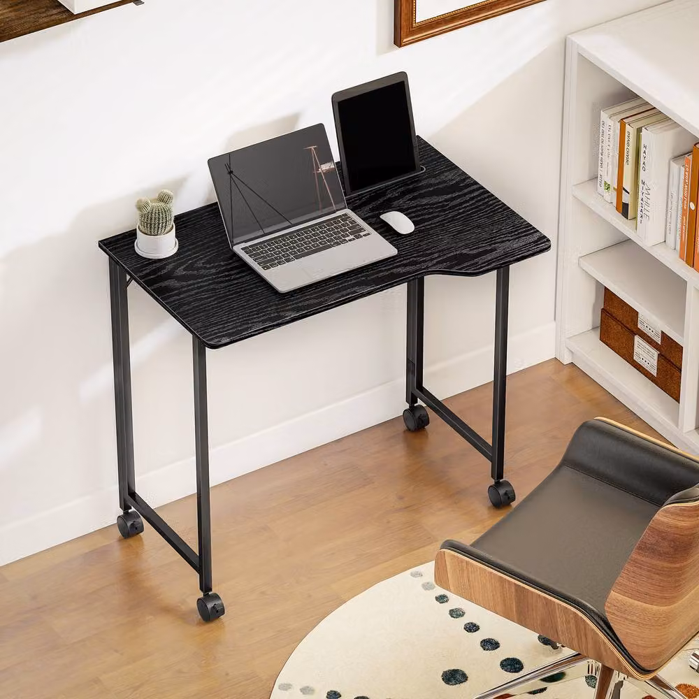 STILVORA Folding Desk with Castors and Device Slot in Black – 3