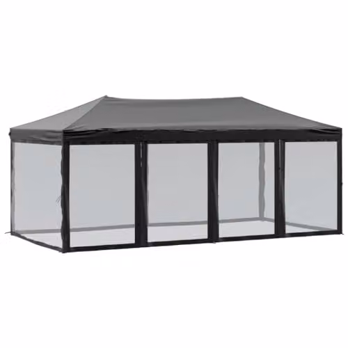 vidaXL Folding Party Tent with Sidewalls Black and Silver, W: 6 m, D: 3 m, H: 2.44 m – 1