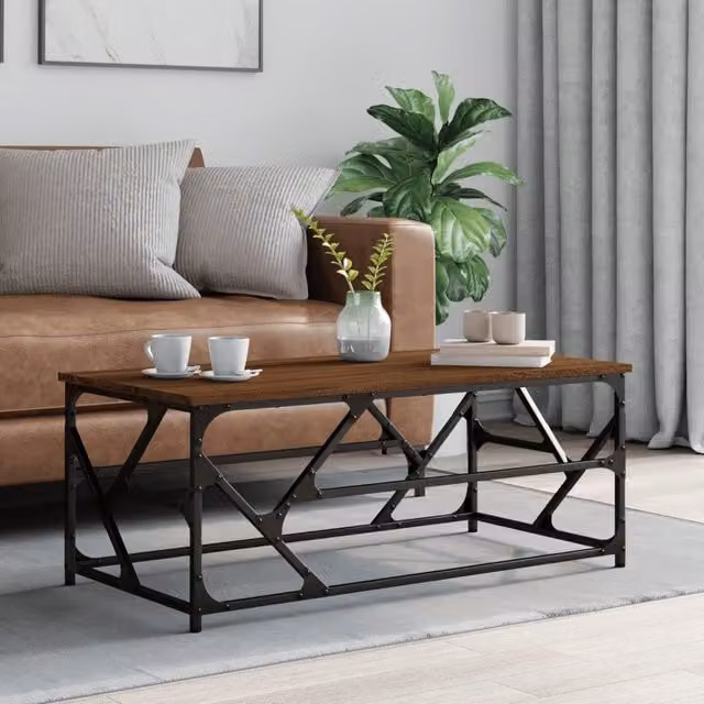 Berkfield Home Brown Oak Coffee Table, W/D/H: 100 x 50 x 40 cm