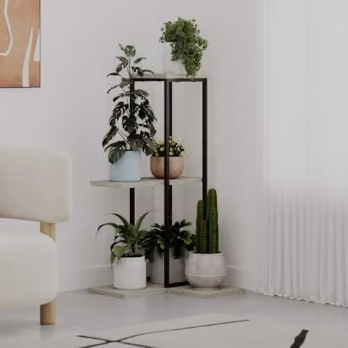 Decortie Vetra Modern 3-Tier Display Shelf in Beige, Height: 90 cm