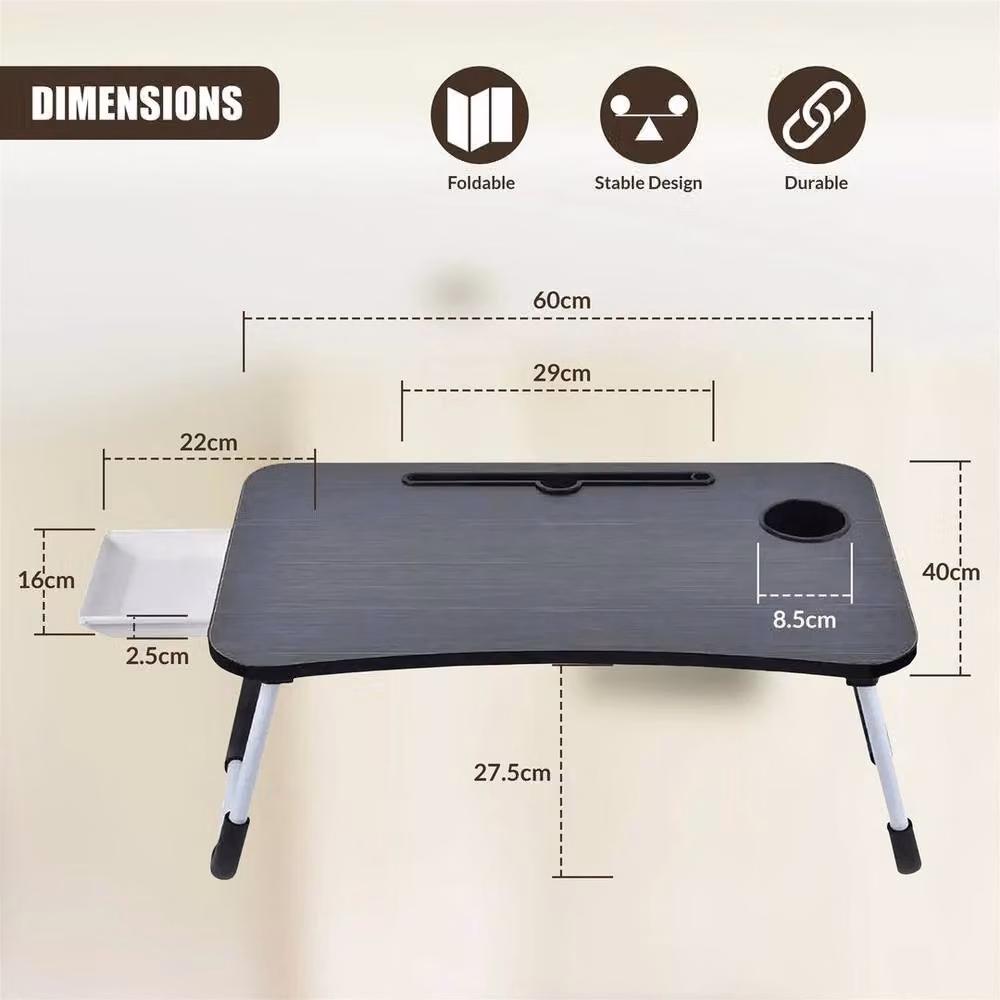 EONLION Portable Foldable Laptop Desk Table in Black, 100 cm – 2