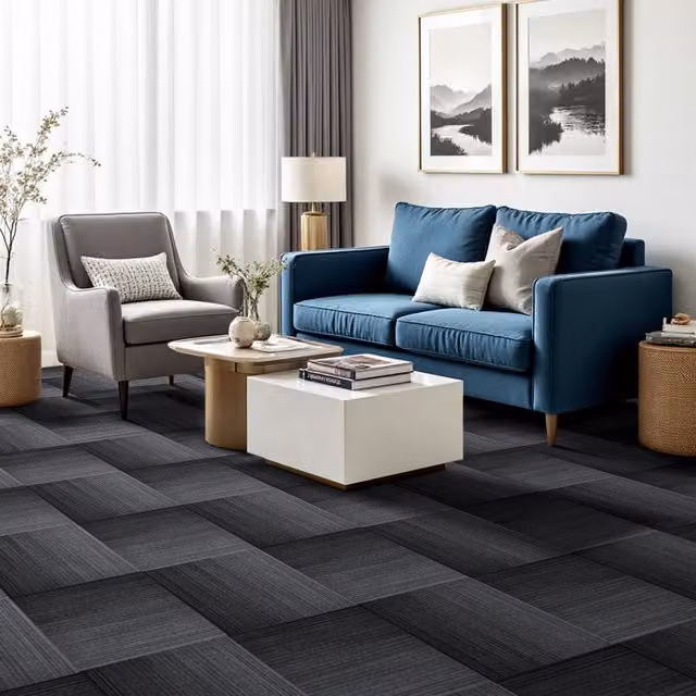 Lifeideas 20-Pack Modern Polypropylene Gradient Carpet Tiles in Anthracite Grey