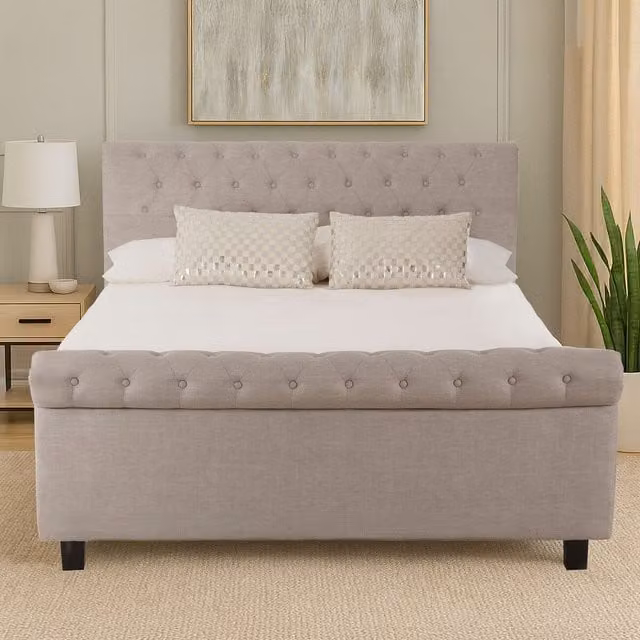 Orsina Elegant Grey Velvet Kingsize Ottoman Bed with Steel Shade and Lift Up Base, W/D/H: 180 x 200 cm – 1