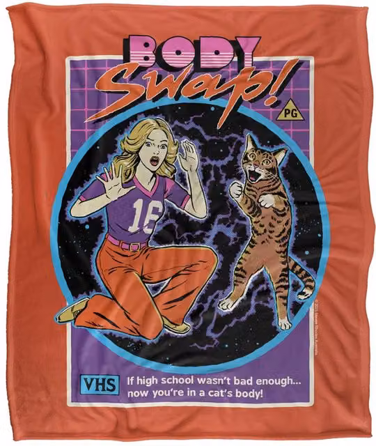 Steven Rhodes Body Swap Silky Touch Super Soft Fleece Throw Blanket, Multicolour, W/D/H: 91 x 147 cm