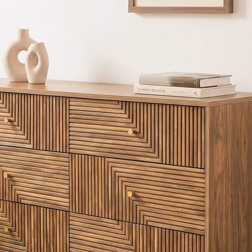 CALICOSY EDEN 6-Drawer Chest with Slatted Fronts in Light Brown – 3