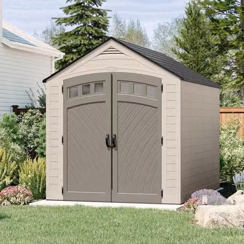 Rowlinson Suncast Vista Shed in Grey and Black with Window and Shelving – 2
