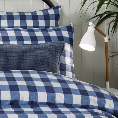 Riva Home Classic Checked Reversible Duvet Cover Set in Blue, W/H: 140 x 200 cm – 2