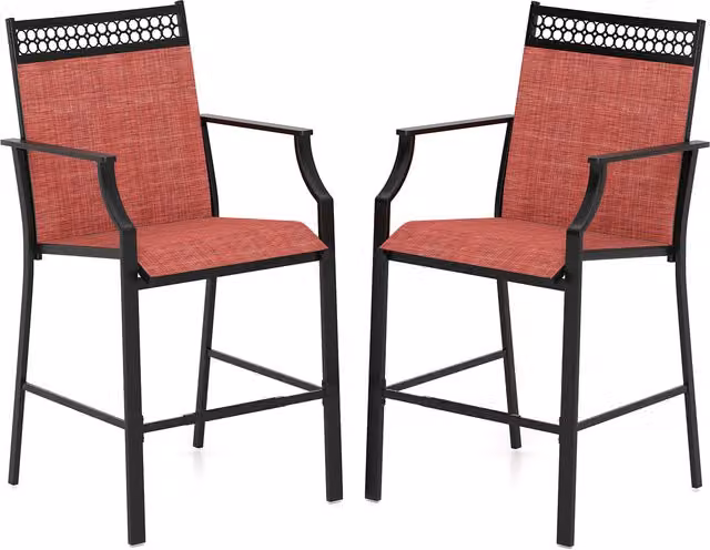 Costway Set of 2 Modern Red Metal Outdoor Bar Stools with Matt Finish