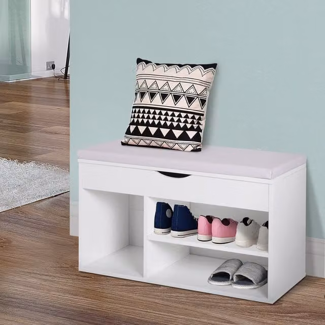 HOMCOM White Wooden Shoe Rack and Organiser