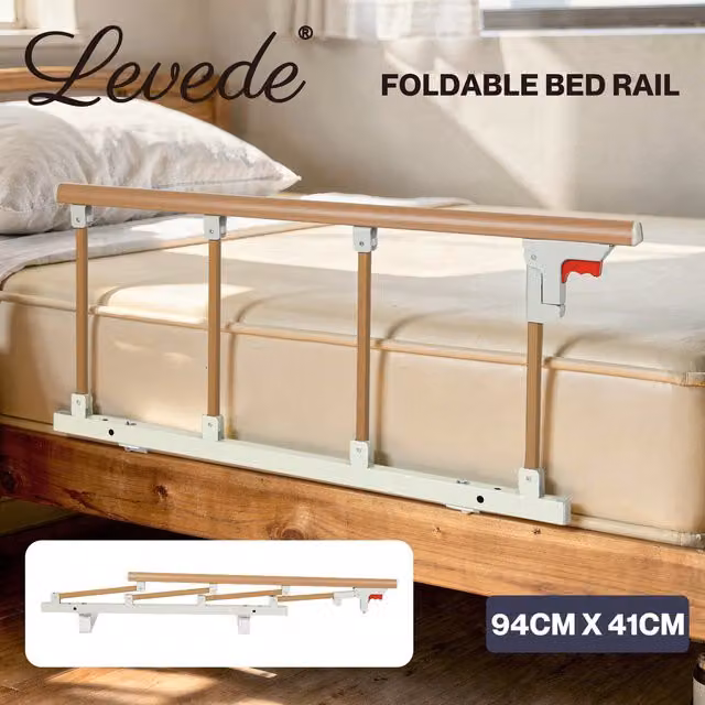 Levede Folding Bed Rail Safety Guard for Elderly Adults, White