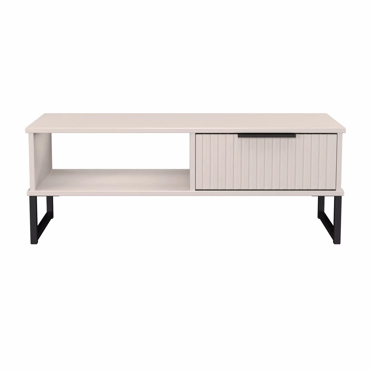 2 U Menai Modern Square Coffee Table with Metal Sled Base in Black and Beige – 2
