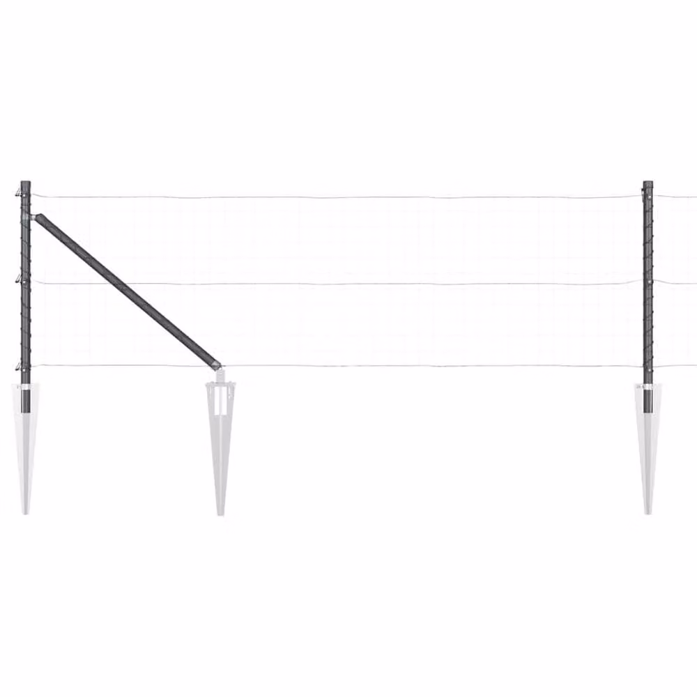 vidaXL 26 Pack Grey Galvanised Steel Round Fence Posts with Spike, Height: 60 cm – 3