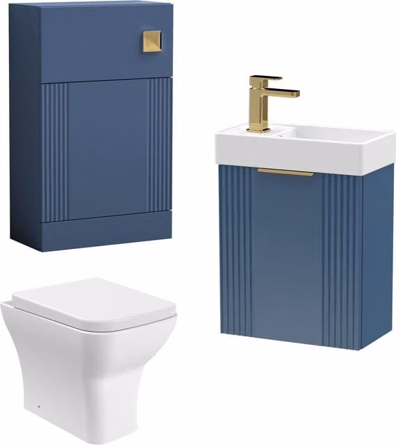 Balterley Modern Wall Mounted Blue and Gold Ceramic Vanity Unit – 1
