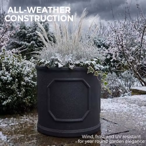 IDEALIST Large Stone Effect Plant Pot, 45 cm, 57 l, Grey or Black – 5