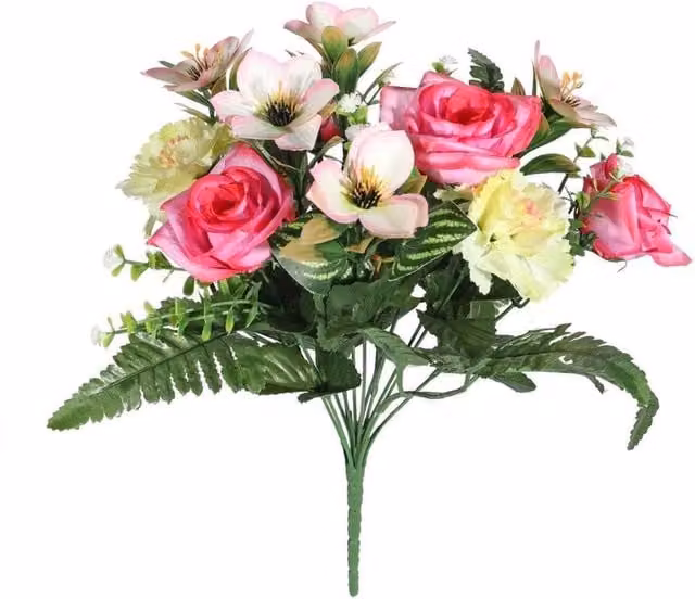 KDMD Pink Pembroke Rose and Fern Mixed Floral Bunch