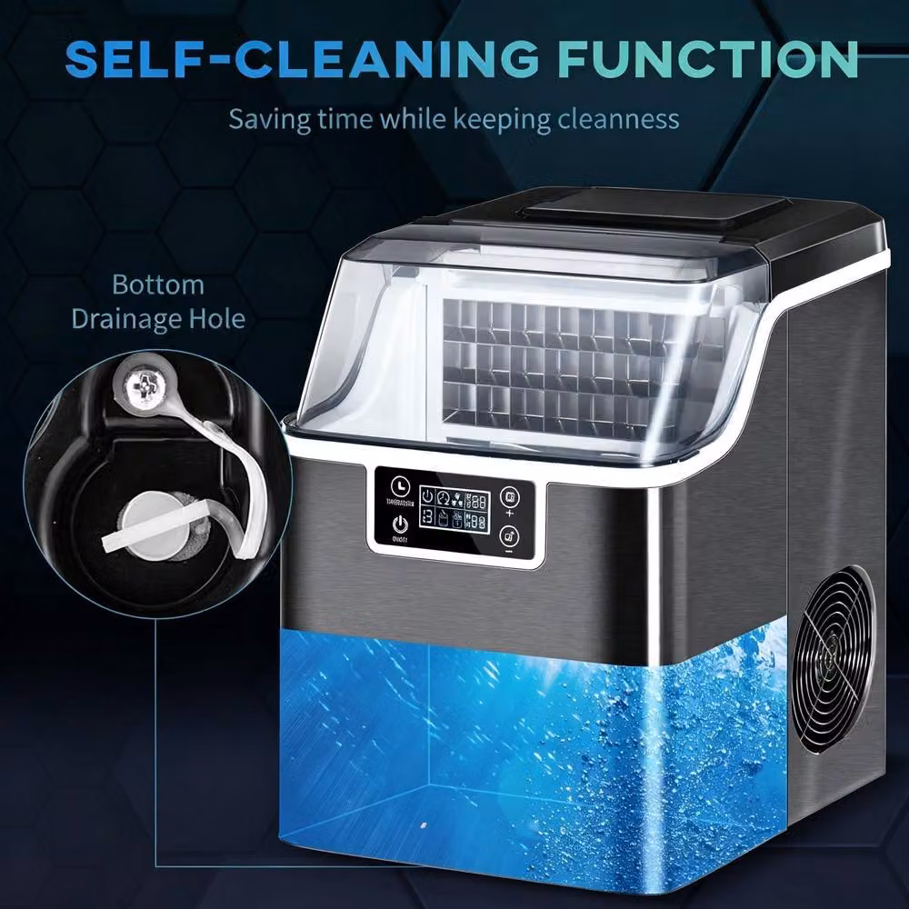 STILVORA Ice Maker with Digital LCD Display and Timer in Black – 9