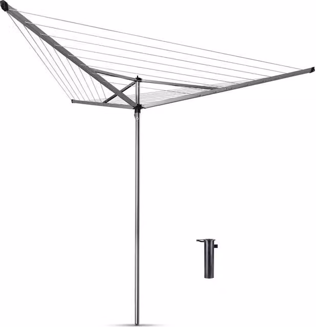 Brabantia Essential Rotary Clothes Airer 30m with Ground Tube in Silver
